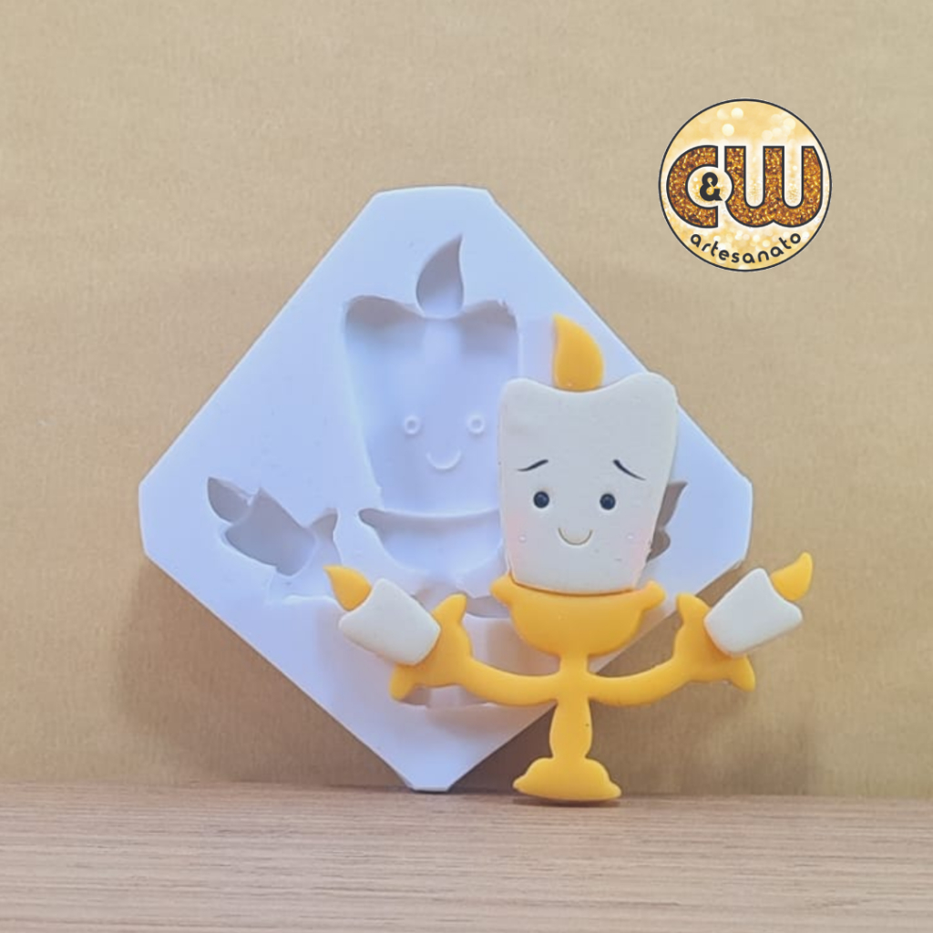 Molde Silicone Candelabro - A Bela e a Fera   - Decoração, Confeitaria e Artesanato – Biscuit - Festa