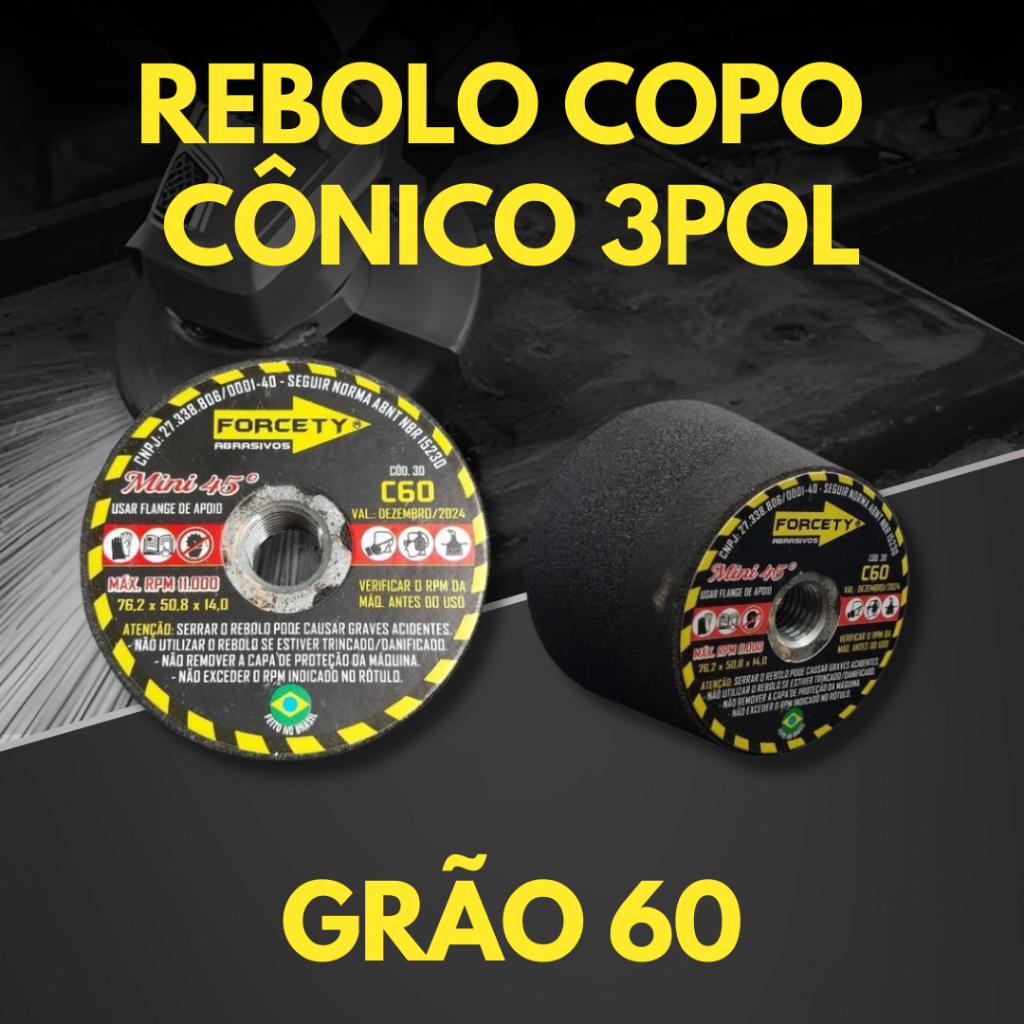 Rebolo Copo Cônico 3 Polegadas Gr.60 Marmoraria Porcelanato