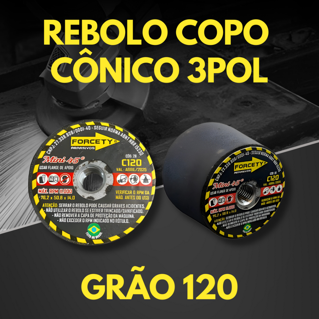 Rebolo Copo Cônico 3 Polegadas Gr.120 Marmoraria Porcelanato