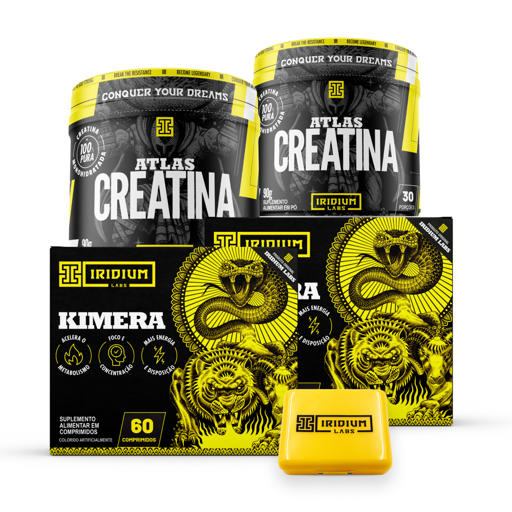Kit 2x Kimera Thermo + 2x Creatina Atlas 90g + Porta caps
