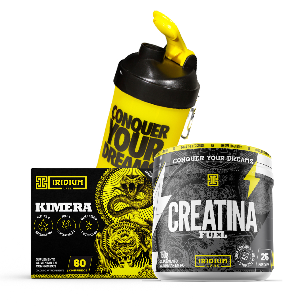 Kit Creatina Fuel 150g + Kimera Thermo + Coqueteleira 3 Doses (Amarela) em Oferta na Shopee