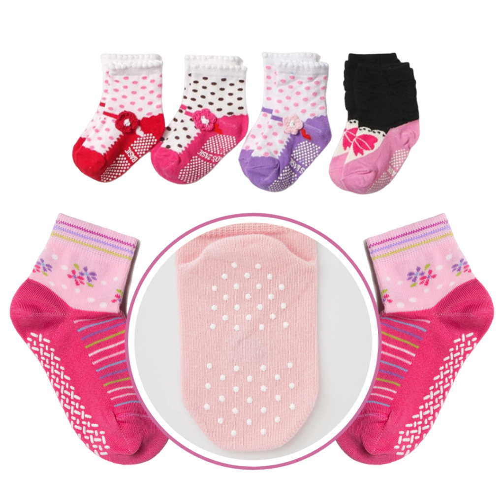 Kit 12 Pares de Meias Antiderrapante Feminino e Masculino Material Resistente Fácil Lavagem Não Irrita a Pele do Bebê Respirável Refrescante Confortável Aconchegante Seguro para o Dia a Dia Fácil Ventilação Macio