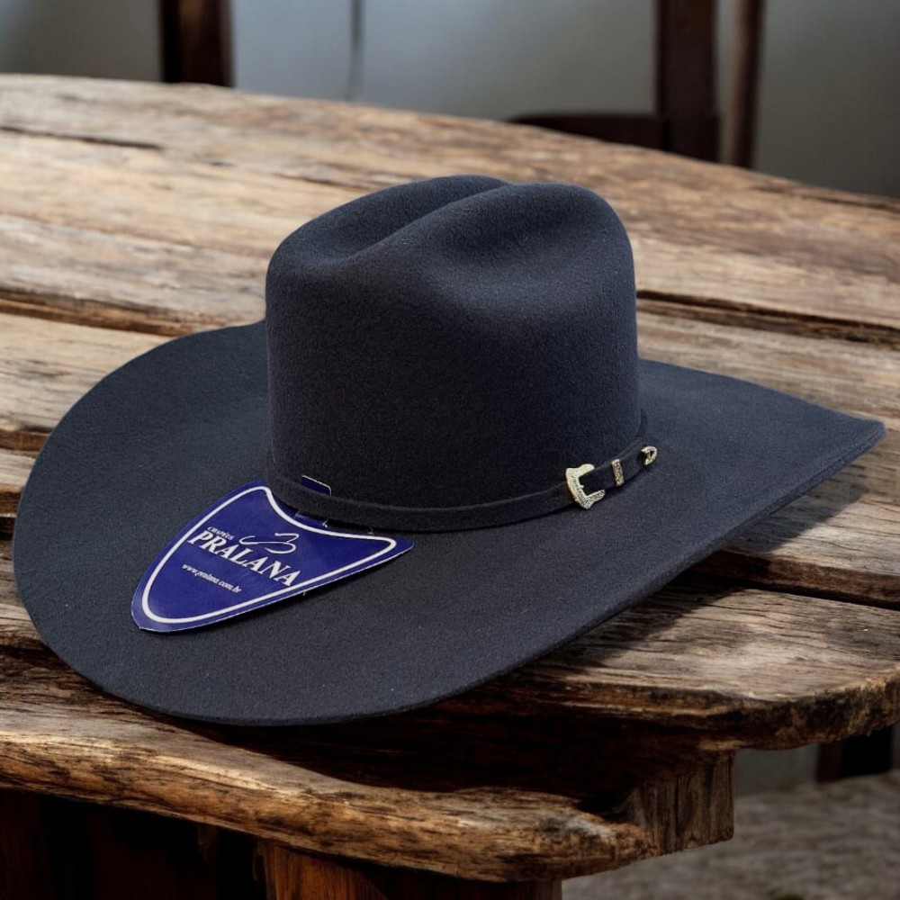 Chapéu Pralana Country Preto Unissex Horse Felt Biplay Aba 11 Tradicional para Rodeio