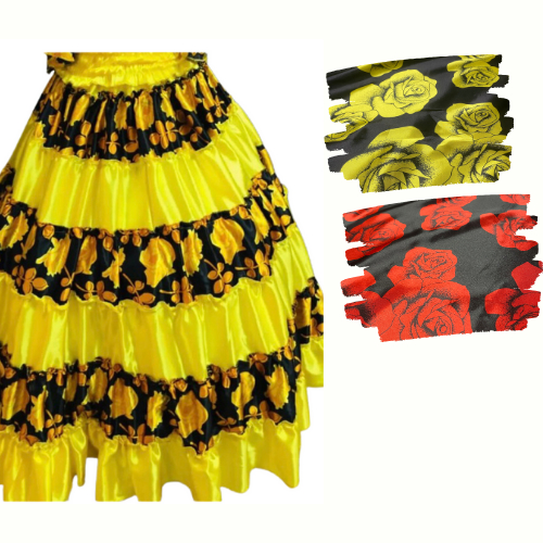 Tecido Cetim Estampado Flor Cigana Rosas 1,40m Para Saias Ciaganas - 10 metros