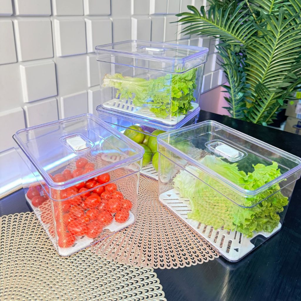 Conjunto de 4 Organizadores de Geladeira em Acrílico Transparente - Cestos Multiuso para Armazenamento de Alimentos, Bebidas, Utensílios e Frutas