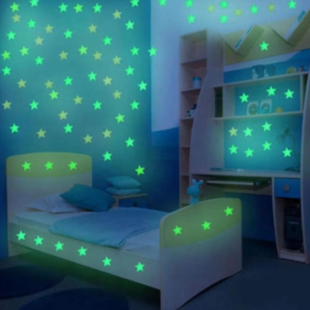 Adesivo Brilhante Brilha no Escuro Adesivo de Estrela Decoração Quarto Teto infantil Colorido 3cm