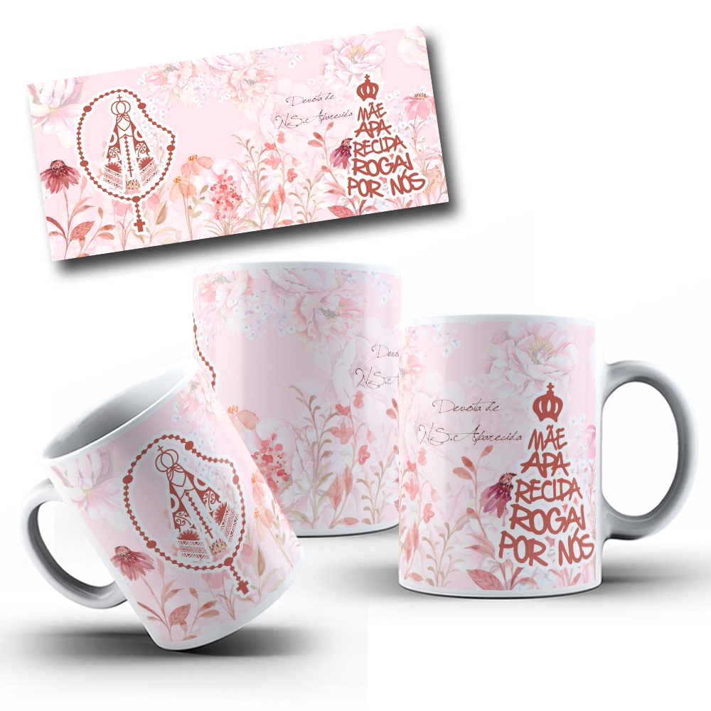 Caneca Personalizada Branca Nossa Senhora Mãe Aparecida Rogai Por Nós Presente Aniversário FHD 555