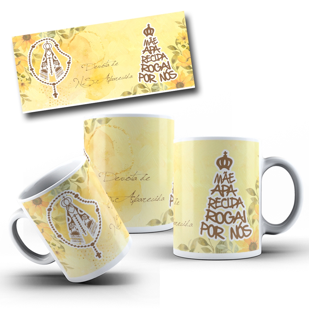 Caneca Personalizada Branca Nossa Senhora Mãe Aparecida Rogai Por Nós Presente Aniversario FHD 553