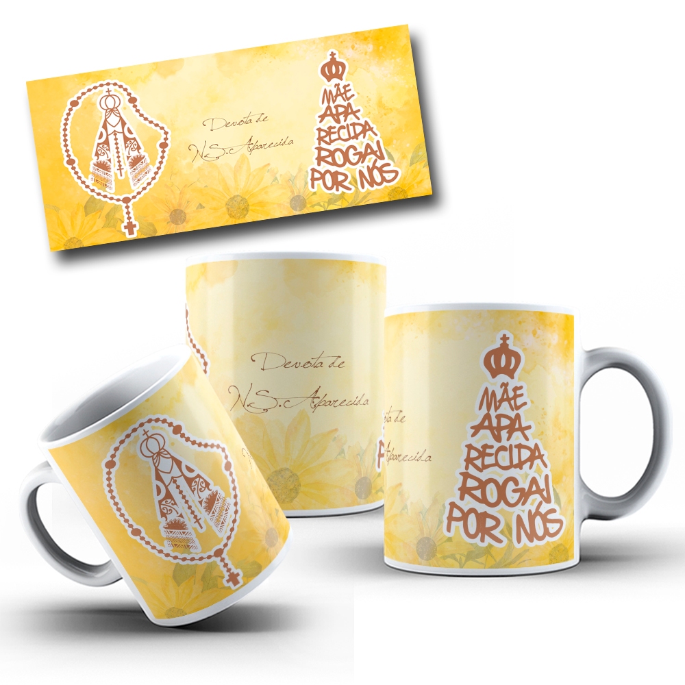 Caneca Personalizada Branca Nossa Senhora Mãe Aparecida Rogai Por Nós Presente Aniversário  FHD 554