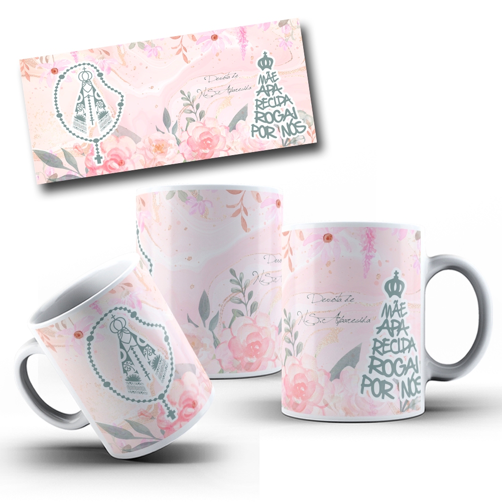 Caneca Personalizada Branca Nossa Senhora Mãe Aparecida Rogai Por Nós Presente Aniversario FHD 556