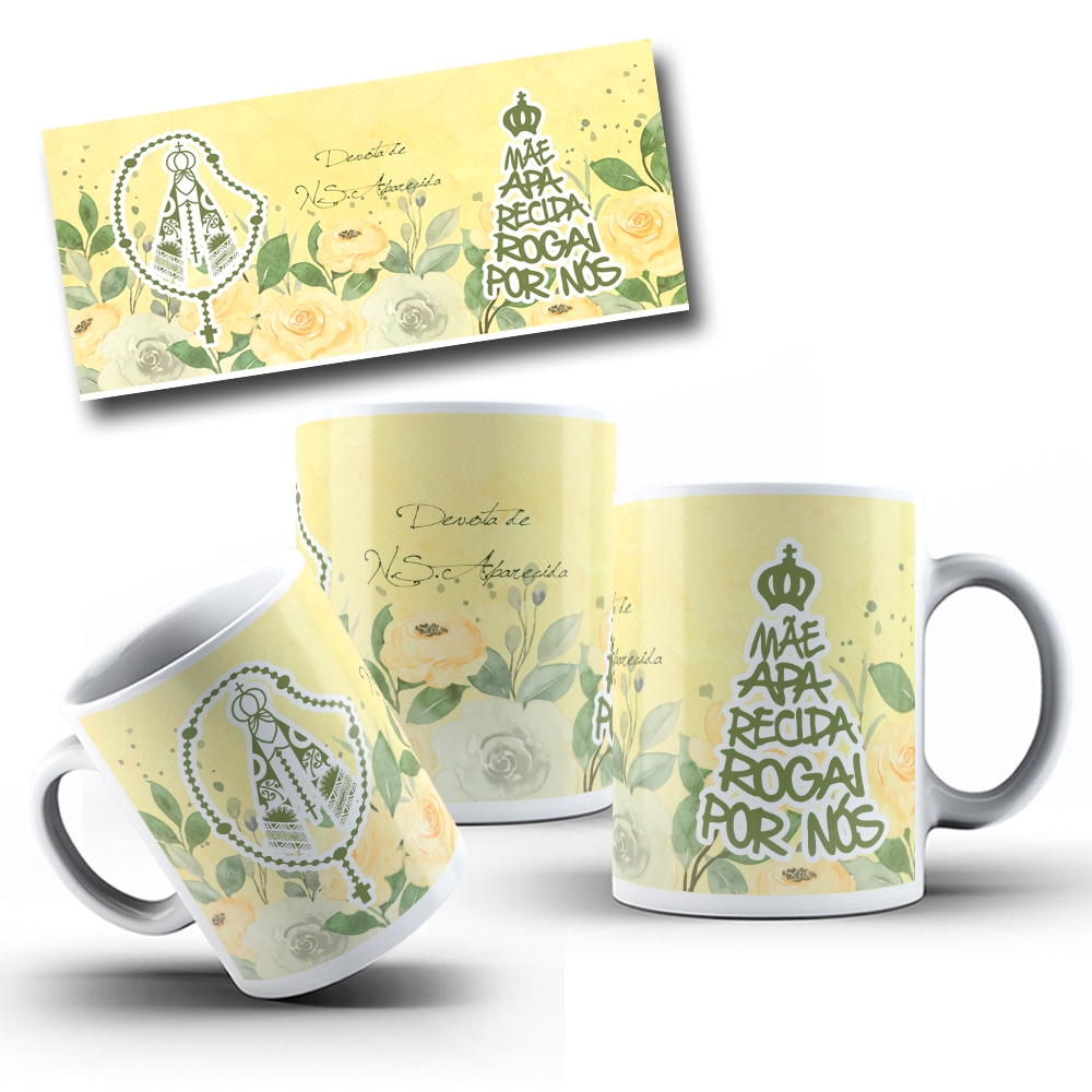 Caneca Personalizada Branca Nossa Senhora Mãe Aparecida Rogai Por Nós Presente Aniversario FHD 552