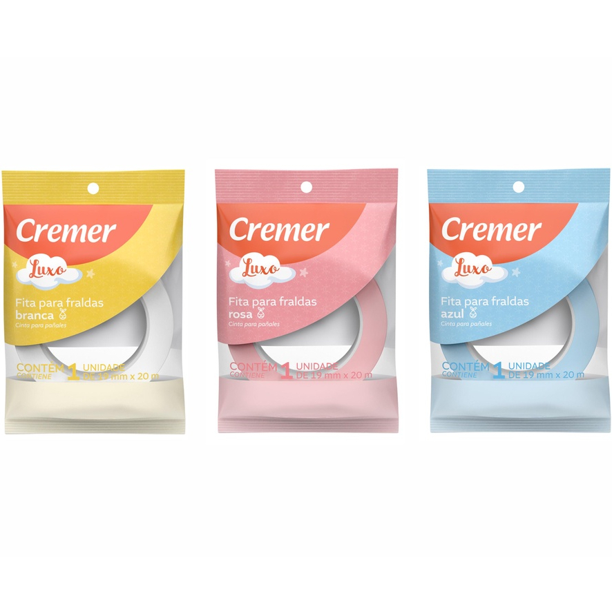 Fita para Fralda Luxo Cremer 20 metros Crepe Colorida