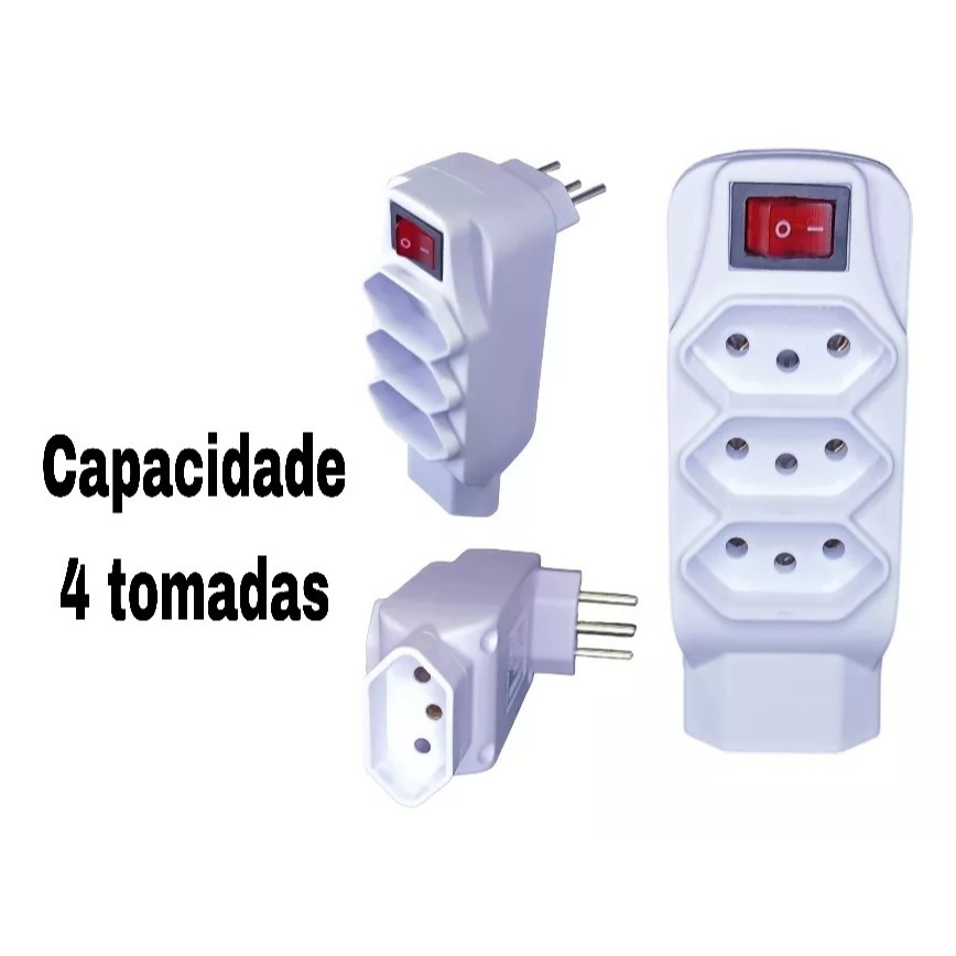 Mini Filtro De Linha Tomada 10a Benjamin 3 Pinos 4 Entrada