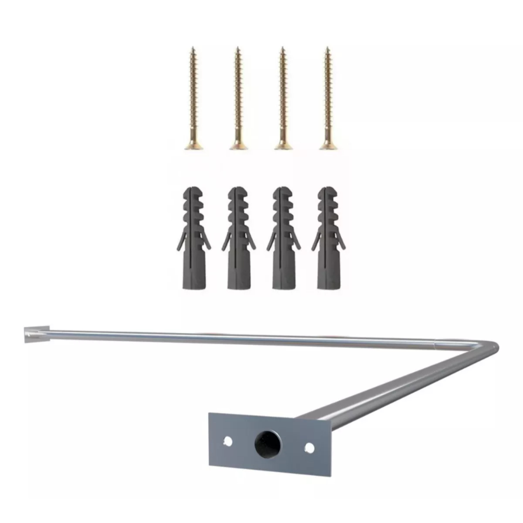 Suporte Varão Bastão Tubo Curvo de Aço para Cortina Box em L Banheiro