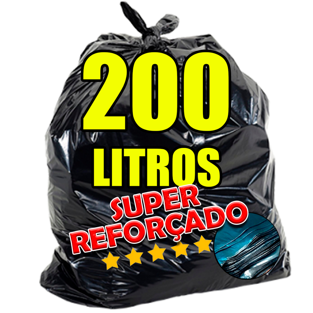 Saco para lixo super reforçado 5kg 200/100/60/40/20 litros - Restaurantes Pousadas Lixo pesado em Oferta na Shopee