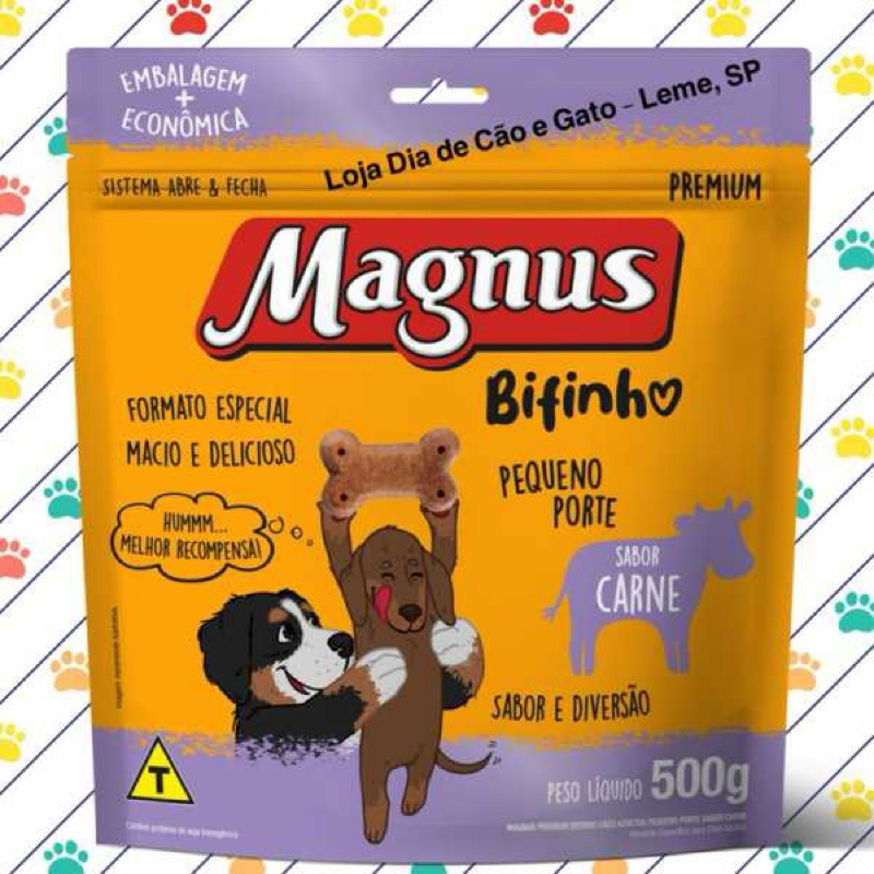 Bifinho Magnus 500g sabor Carne formato de ossinho - Ótimo para adestramento - Petisco para cães. Pet cachorro