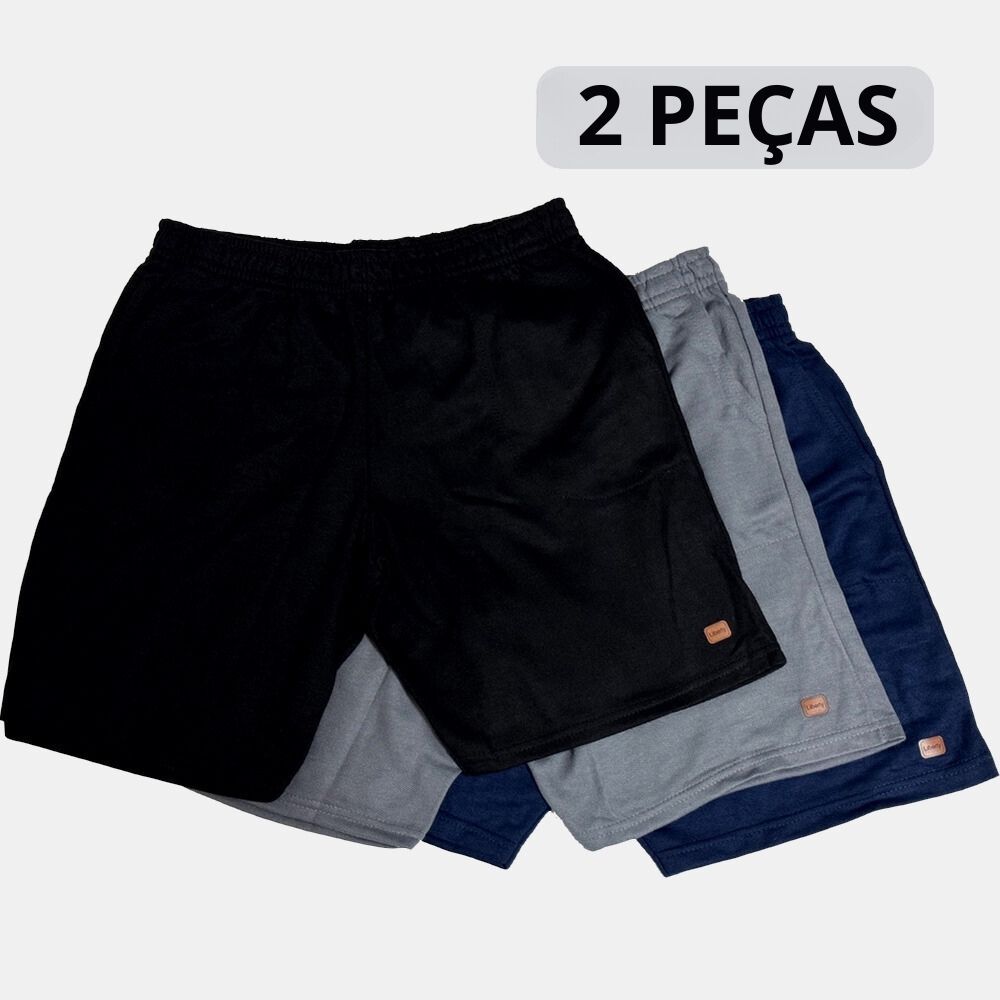 Kit 2 Bermuda Moletom Masculina Com Bolso E Elastico Academia Esporte Casual Muito Confortável