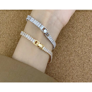 Pulseira Bracelete Riviera moda Cravejada com Pedra Zircônia Folheada Ponto de Luz Dourada E Prata
