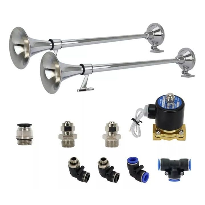 Buzina caminhão a ar ,1 Metro, kit conexão 12 ou 10  mm , válvula de 1/2 , 12 v ou 24v