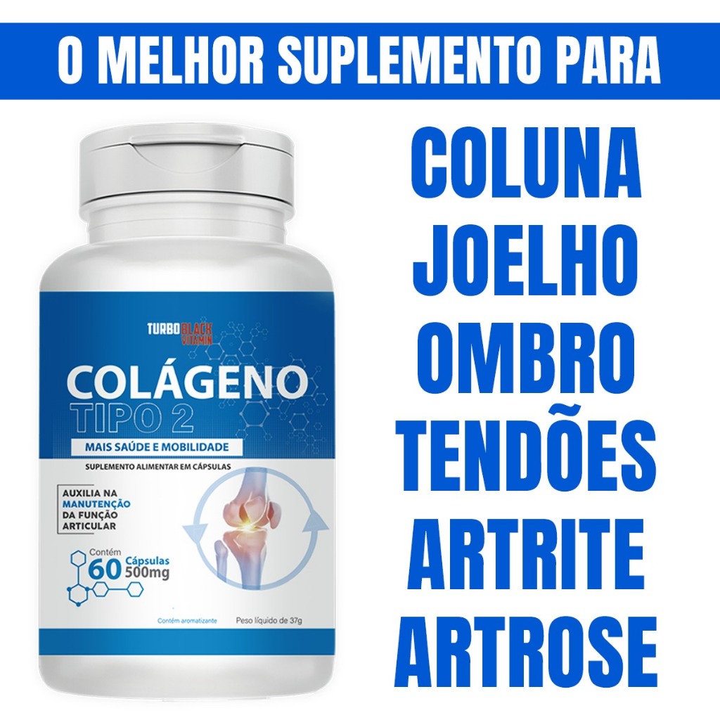 Colágeno Tipo 2 Não Desnaturado 40 mg Premium para Tendões Articulação Cartilagem Joelho Artrite