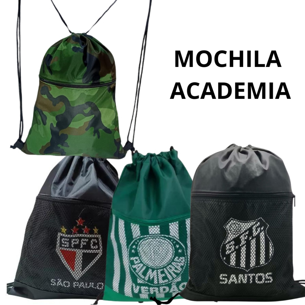 Sacochila Bolsa Unisex Sacola Bag Corinthians Palmeiras São Paulo Bolsa Esportiva Gym Academia Futebol Passeio