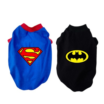 Kit Camisetas Pet Heróis Personagens Fantasia Cachorro Gato pug pequeno médio grande porte