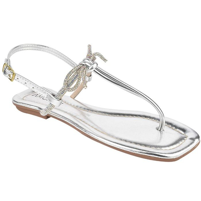 Sandalia Feminina Flat Rasteira Laço Brilho Casual Dia a Dia Confortavel Antiderrapante Promo