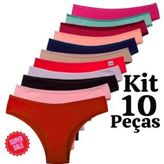 Kit Calcinhas Tanga Algodão Conforto Tanga Básica Cotton Feminina