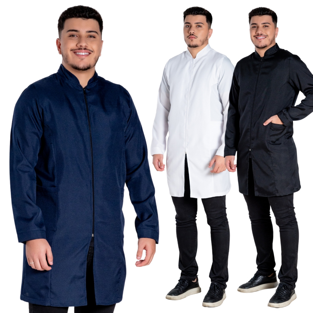 Jaleco Masculino Gola Padre Manga Longa Zíper Oxford Estudante Dentista Veterinátio Diversas Cores em Oferta na Shopee