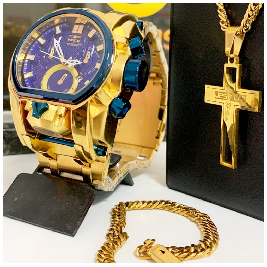 Relógio Masculino Invicta Zeus Magnum + Corrente + Pingente + Pulseira