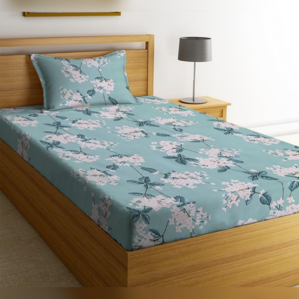 Lençol Solteiro Avulso Micropercal com Elástico Ultra Macio Estampado Grid Floral