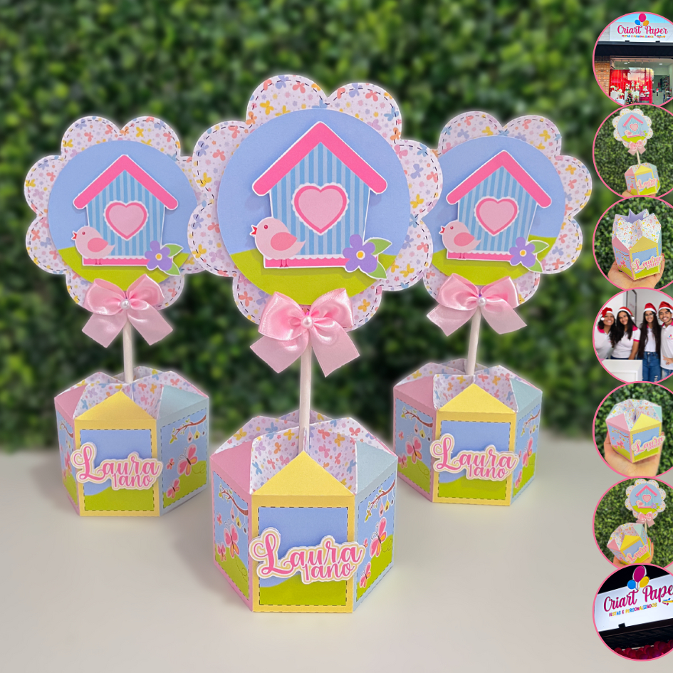 Kit  Centro de mesa Jardim Encantado  | Arranjo Enfeite Cachepô | Lembrancinha | Festa Personalizado