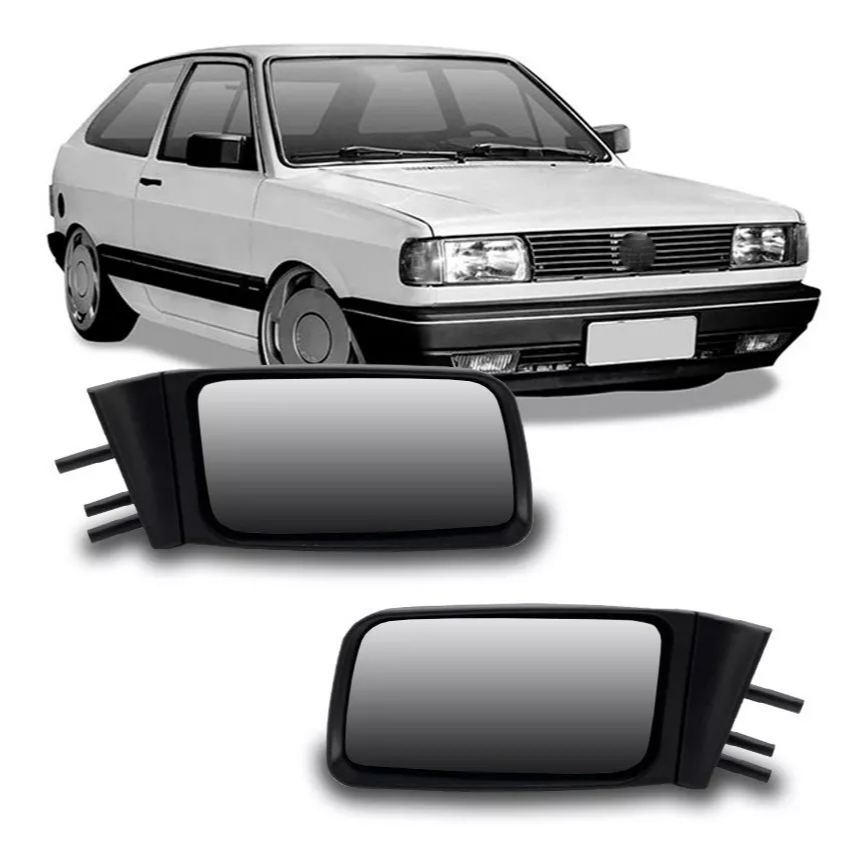 Par Espelho Retrovisor Volkswagen Gol Quadrado 88 89-93 94 95 Preto S/controle