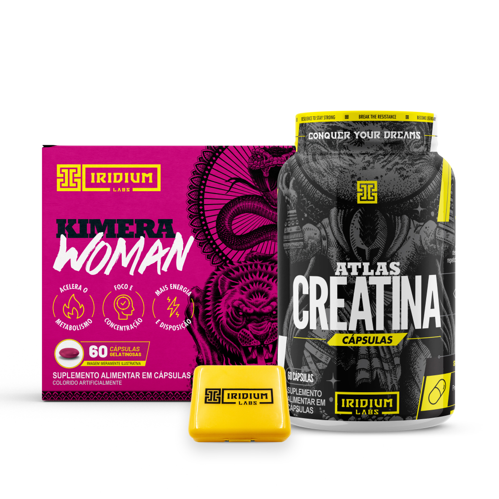 Kit Kimera Woman + Atlas Creatina 60 Caps + Porta Cápsula -  Iridium Labs em Oferta na Shopee