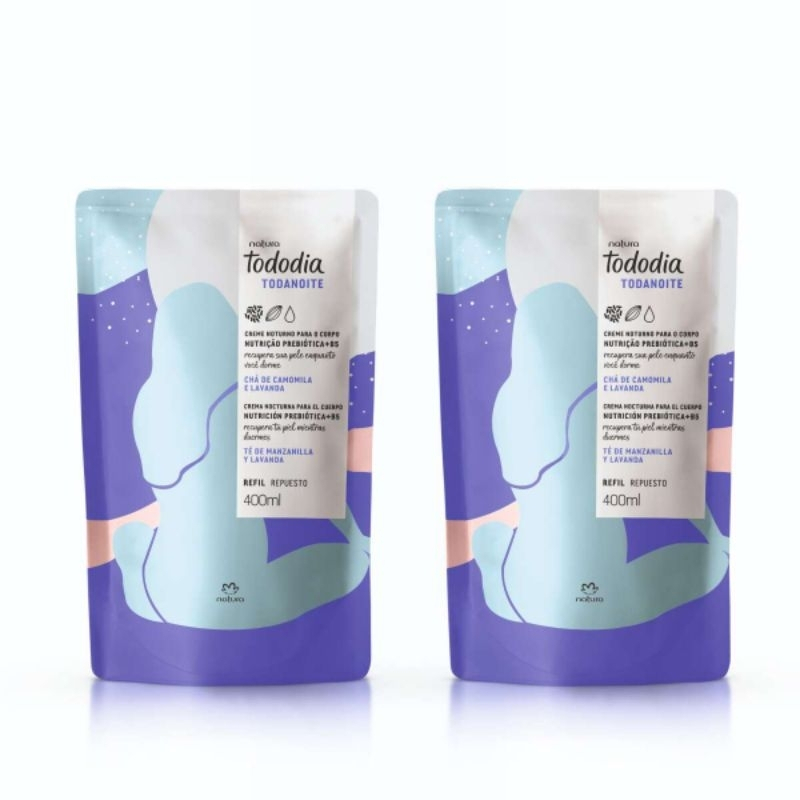 Kit 2 Refil Natura Tododia Todanoite Châ de camomila e Lavanda Hidratante