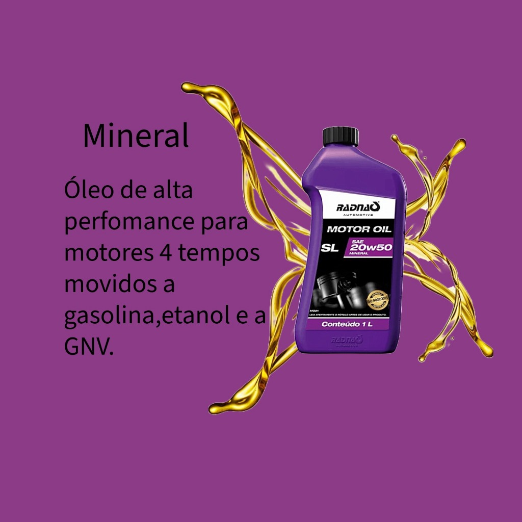 Oleo De Motor Carro 20w50 Mineral Sl Sae Radnaq 1 Litro