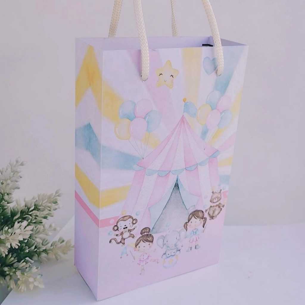 Kit Sacolinha Surpresa Festa Infantil Personalizada CIRCO ROSA Lembrancinhas Aniversário PEGUE E MONTE