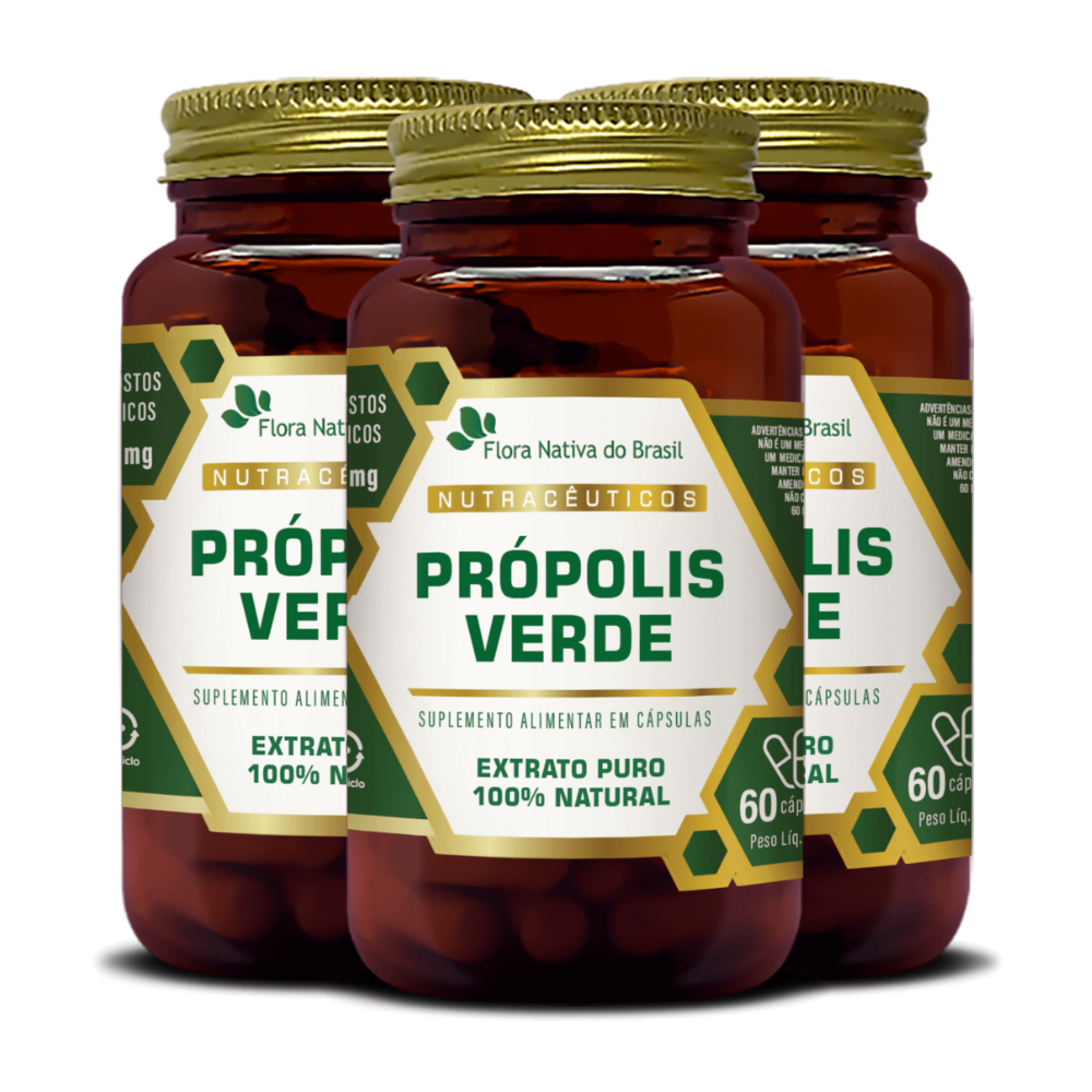 Kit de 3 Und de Própolis Verde 60 Cápsulas Flora Nativa em Oferta na Shopee