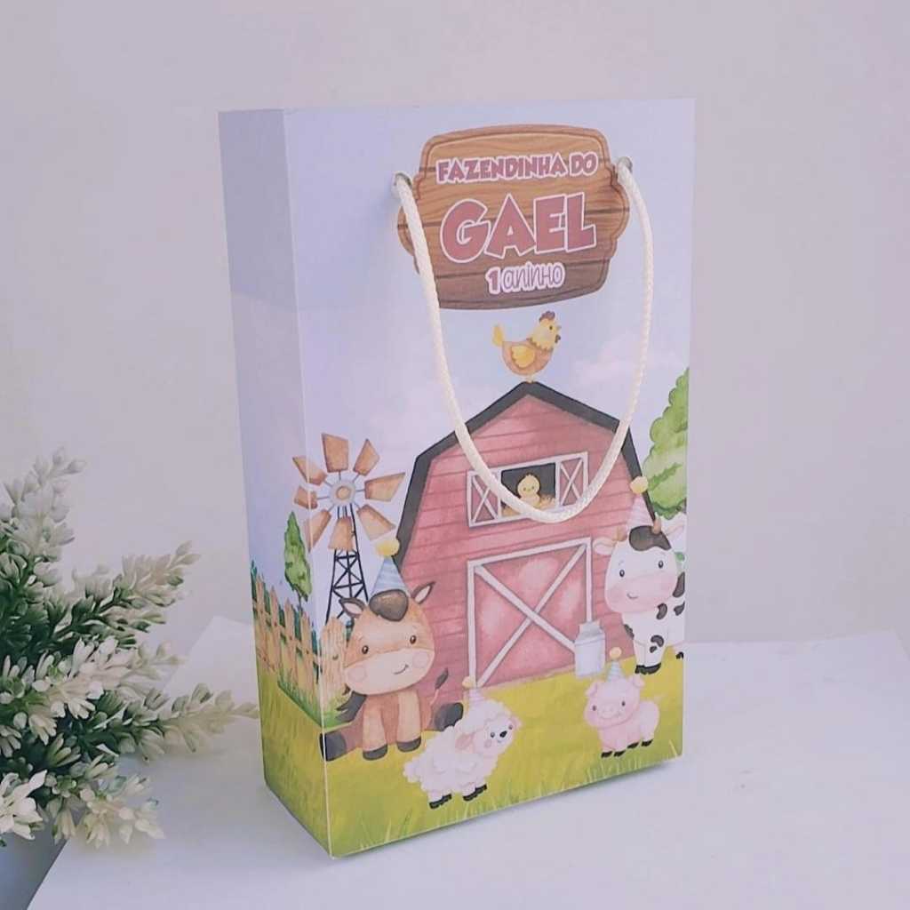 Kit Sacolinha Surpresa Festa Infantil Personalizados FAZENDINHA | Lembrancinhas | Aniversário | PEGUE E MONTE