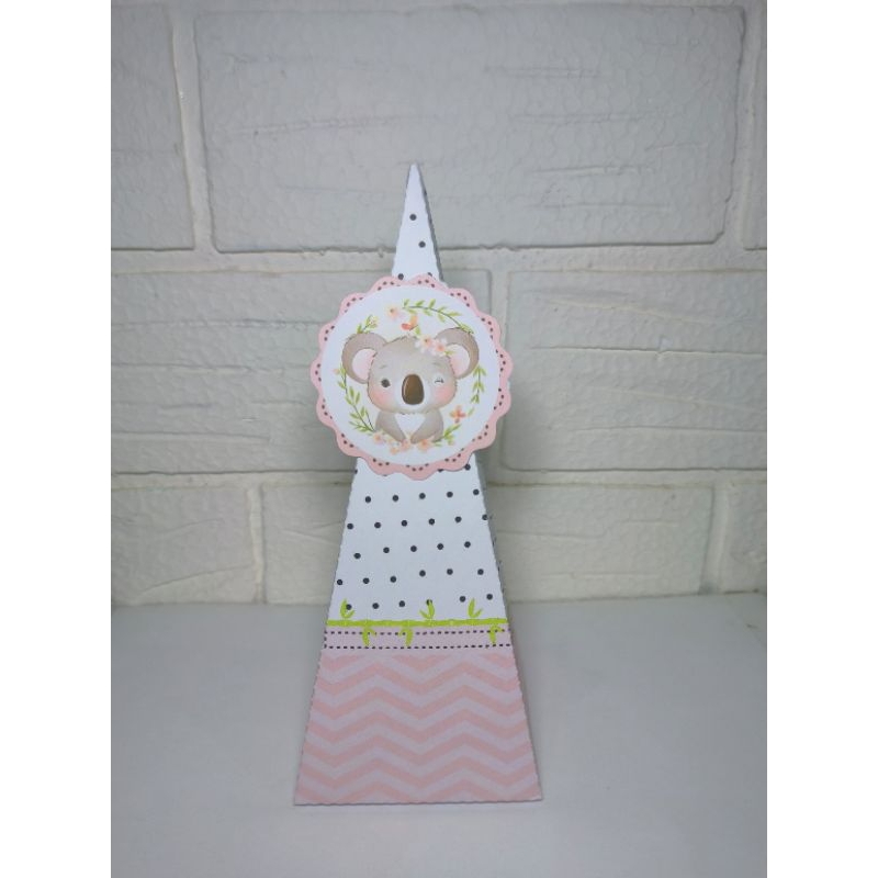 Caixa Pirâmide Personalizada Tema Coala- PEGUE E MONTE Kit Caixas Decoração Lembrancinhas  Aniversário Caixinhas