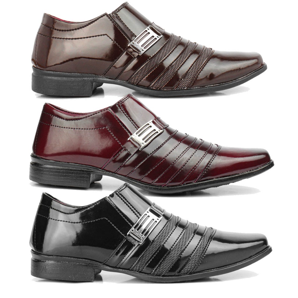 kit 3 pares de sapato social masculino preto café e vinho otima qualidade conforto