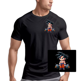 Camiseta Dry Fit Geek Masculina Goku Anime Dragon Ball p/Treino Muscle Fit