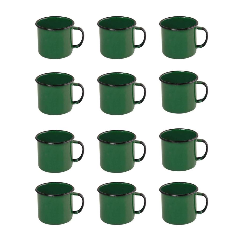 Caneca Xicara Esmaltada Verde Retro Xicara 80ml - 24 Unidades