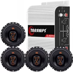 Kit 4 Alto Falantes Triaxiais JBL 6TRMS80 80 Watts Rms + Módulo Taramps TS400x4