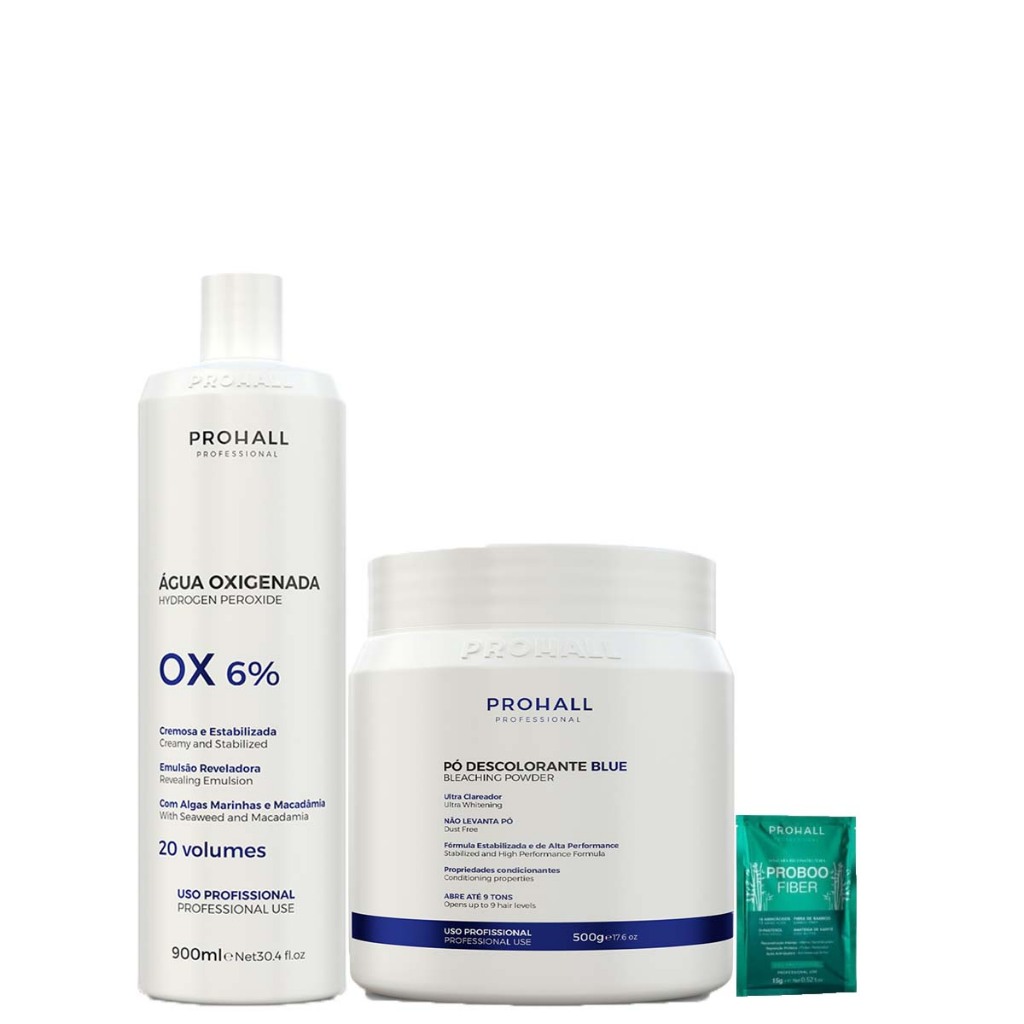 Kit Pó Descolorante Azul e Água Oxigenada 20 Volumes Prohall