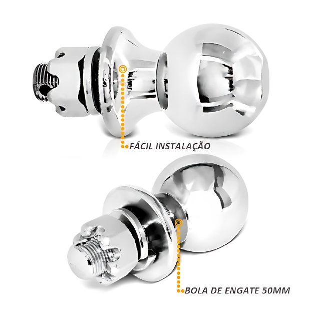 Bola Esfera Engate Reboque Aço Cromada 50mm Carretinha