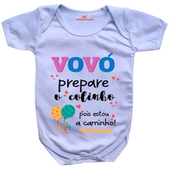 Roupa Body Bebê Revelar Gravidez Vovó Prepare o Colinho #713