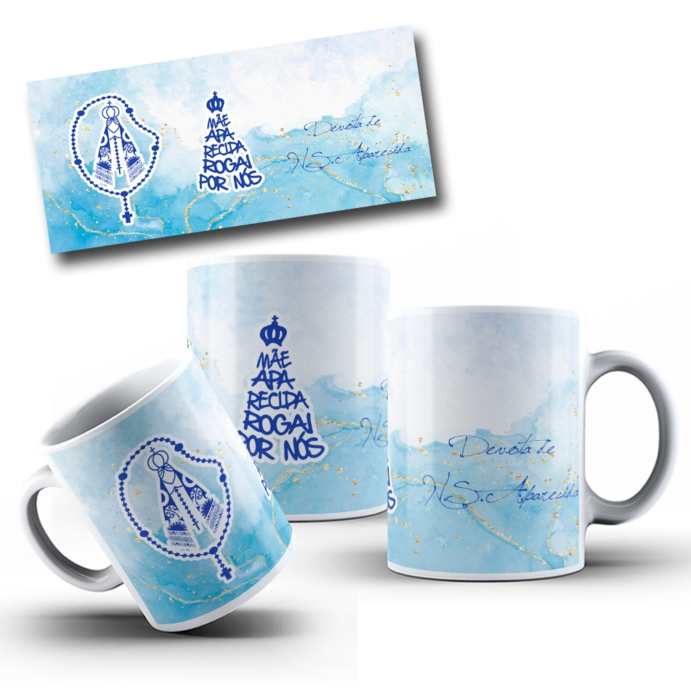 Caneca Personalizada Branca Nossa Senhora Mãe Aparecida Rogai Por Nós Presente Aniversário FHD 558