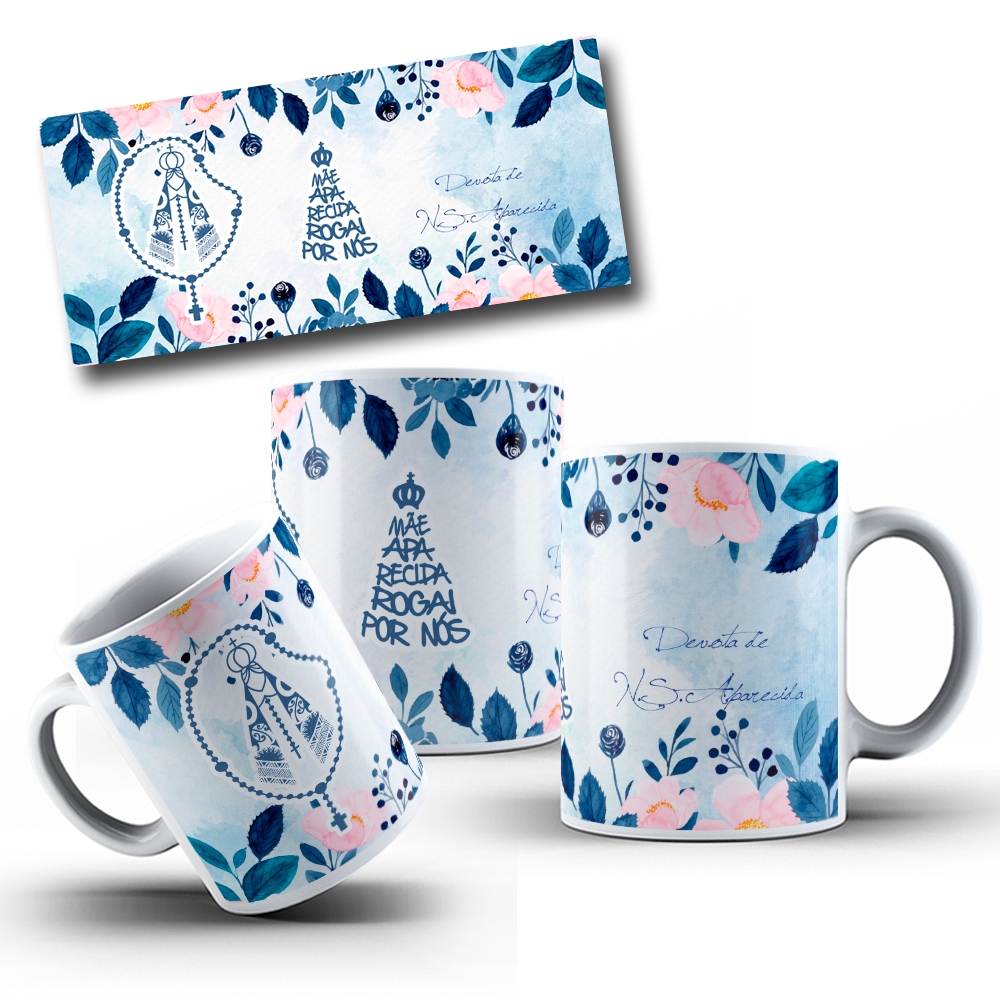 Caneca Personalizada Branca Nossa Senhora Mãe Aparecida Rogai Por Nós Presente Aniversário HD 559