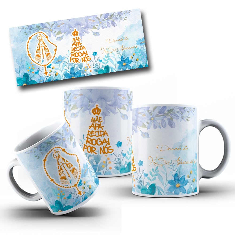 Caneca Personalizada Branca Nossa Senhora Mãe Aparecida Rogai Por Nós Presente Aniversário FHD 560